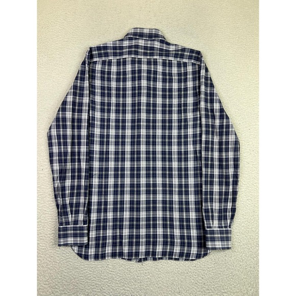 Isaia Napoli Dress Shirt Mens 16 41 Blue Plaid Cotton Button Up Italy - Picture 2 of 11